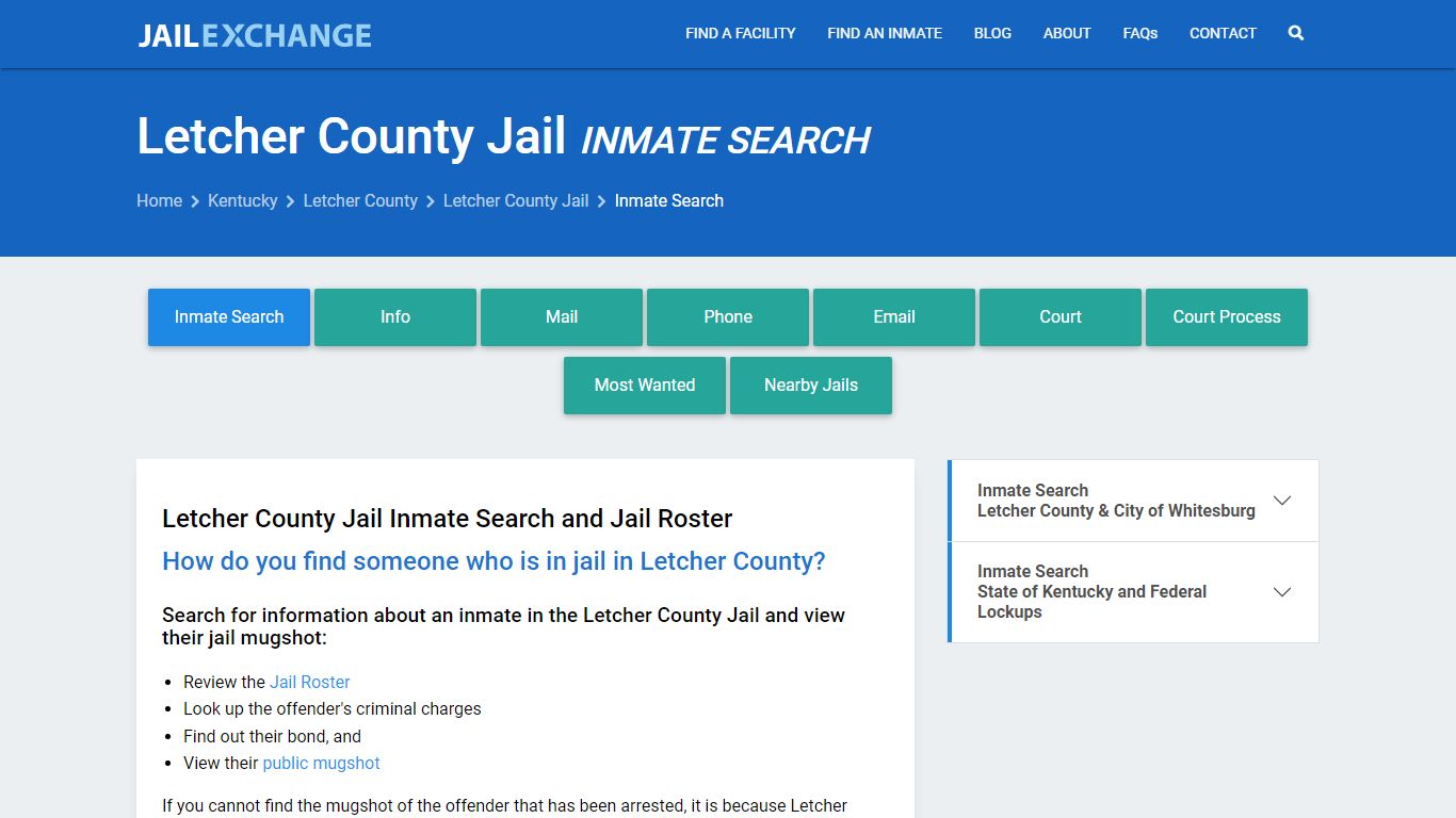 Letcher County Jail Inmate Search - Jail Exchange